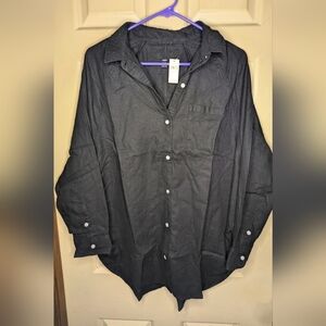 NWT • Aerie Linen Blend Cover Up Shirt • Small